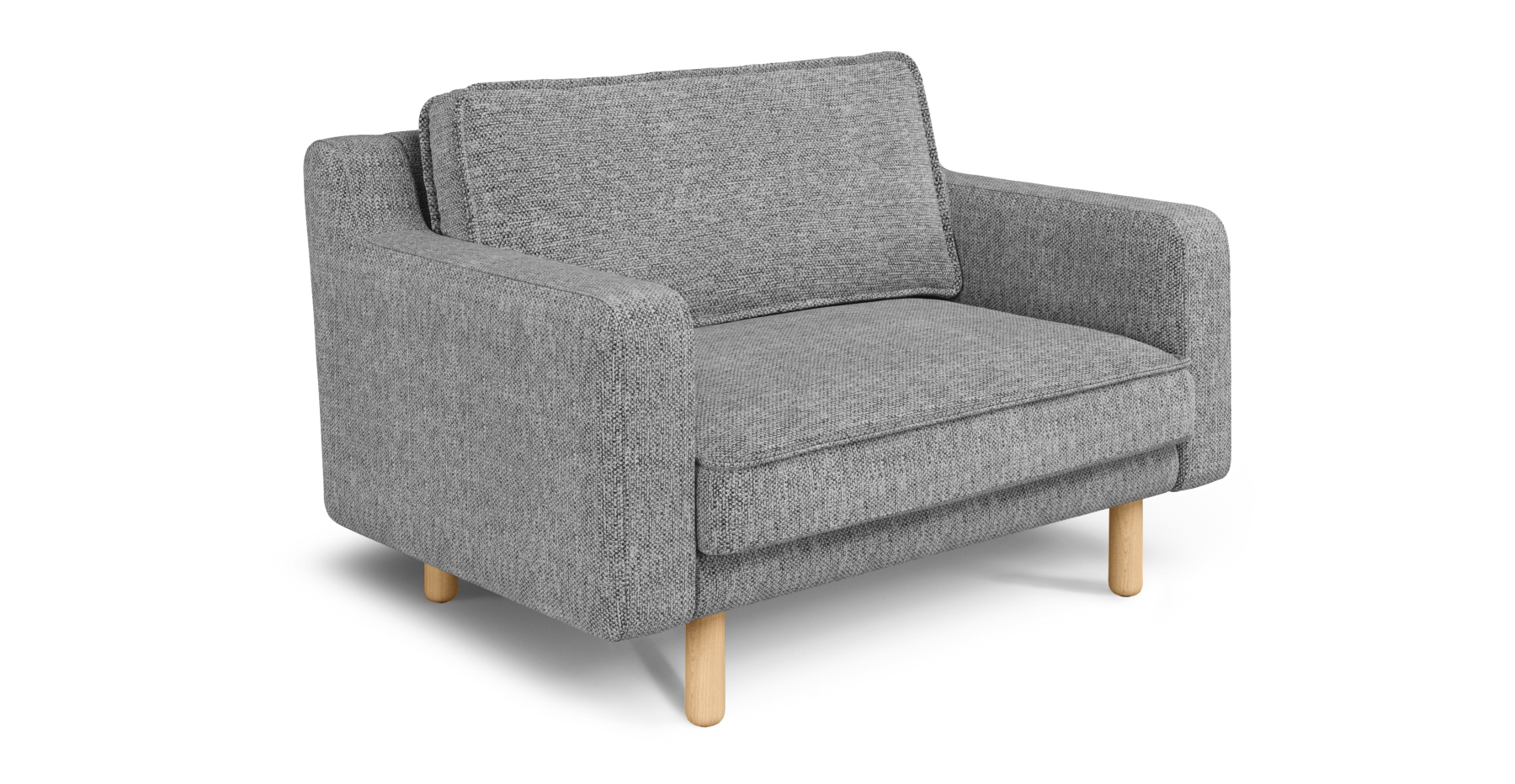 Klem Slim Loveseat Silindir Ahşap Ayak - Doğal Doku