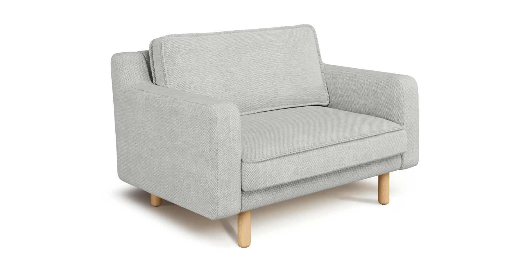 Klem Slim Loveseat Silindir Ahşap Ayak - Doğal Doku