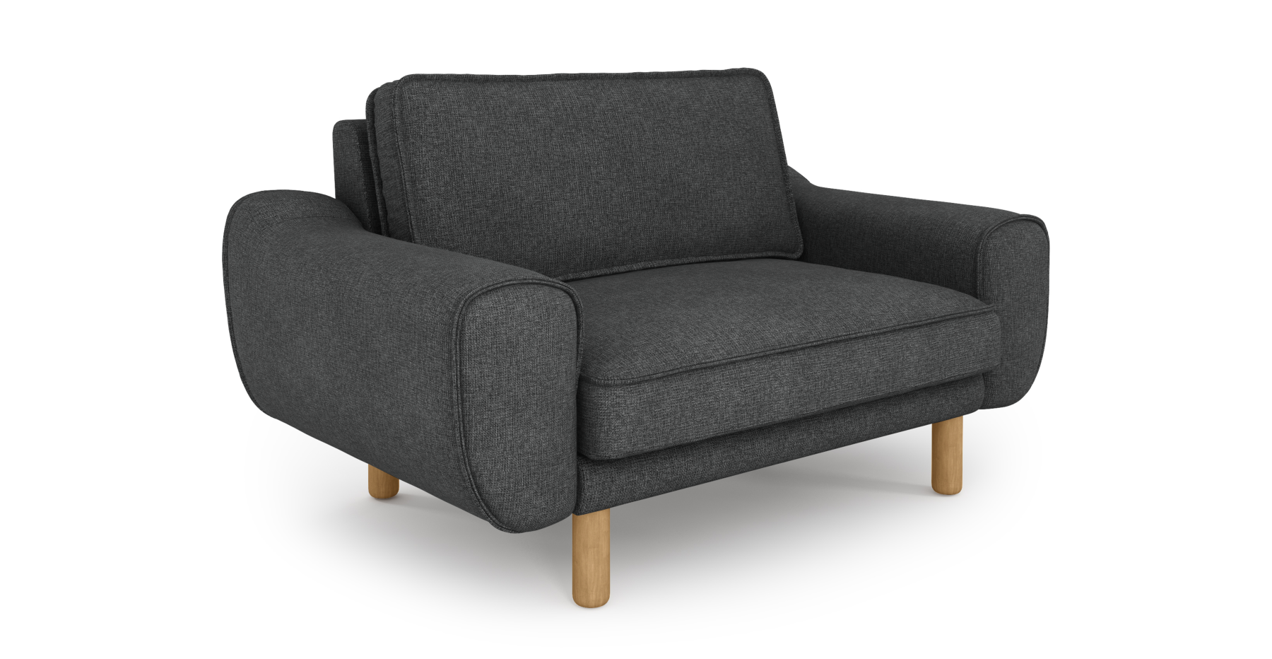 Klem Loveseat Silindir Ahşap Ayak - Keten