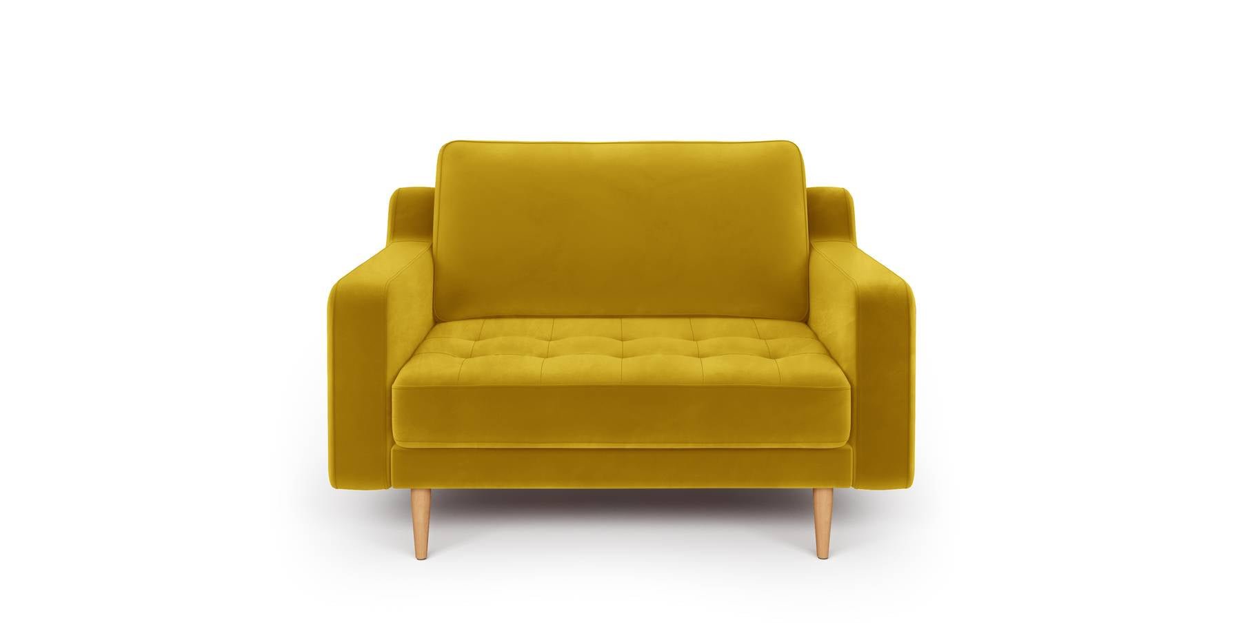 Modsy Loveseat Ahşap Ayak - Kadife